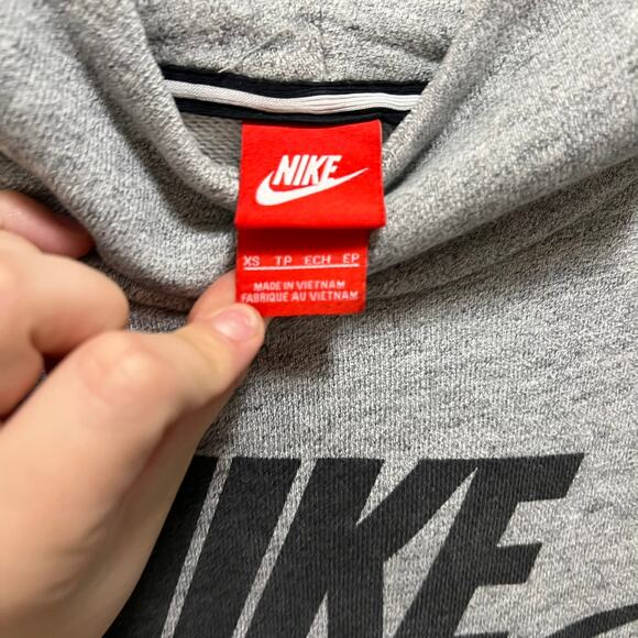 Nike Sweatshirt Hoodie Jacket Gray Fleece Cotton Pullover Sportswear Sz XS - Picture 6 of 8